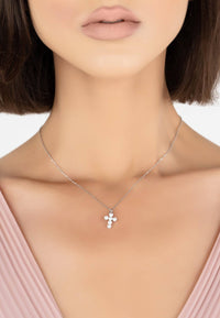 Thumbnail for LATELITA - Pearl Cross Necklace Silver -