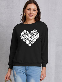 Thumbnail for Heart Round Neck Dropped Shoulder Sweatshirt - T - 3 COLORS -