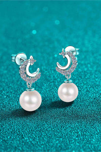 Thumbnail for Moissanite Pearl Drop Earrings