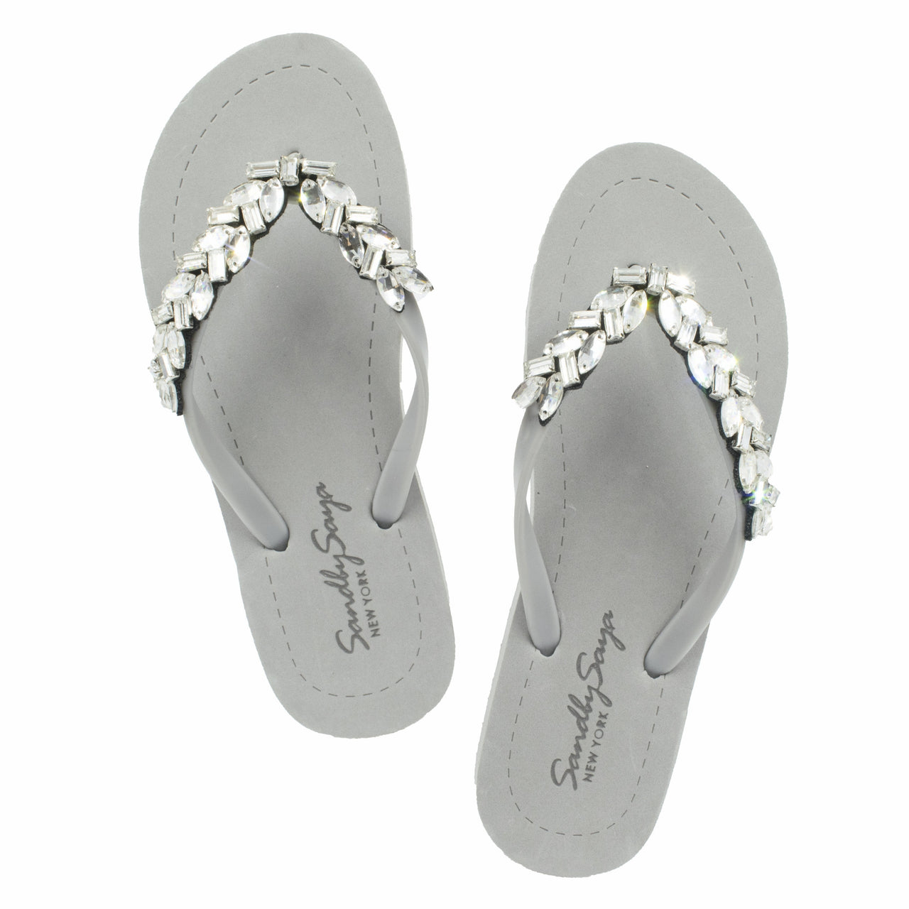 SAND BY SAYA N.Y. - Greenwich - Rhinestone Flat Flip Flops Sandals - 4 COLORS -