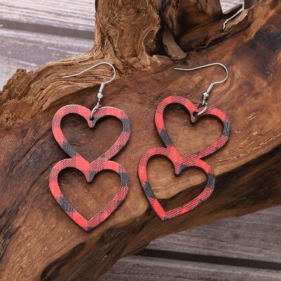 Cutout Heart Shape Wood Earrings - T - 3 COLORS -