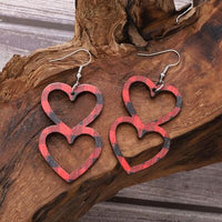 Thumbnail for Cutout Heart Shape Wood Earrings - T - 3 COLORS -