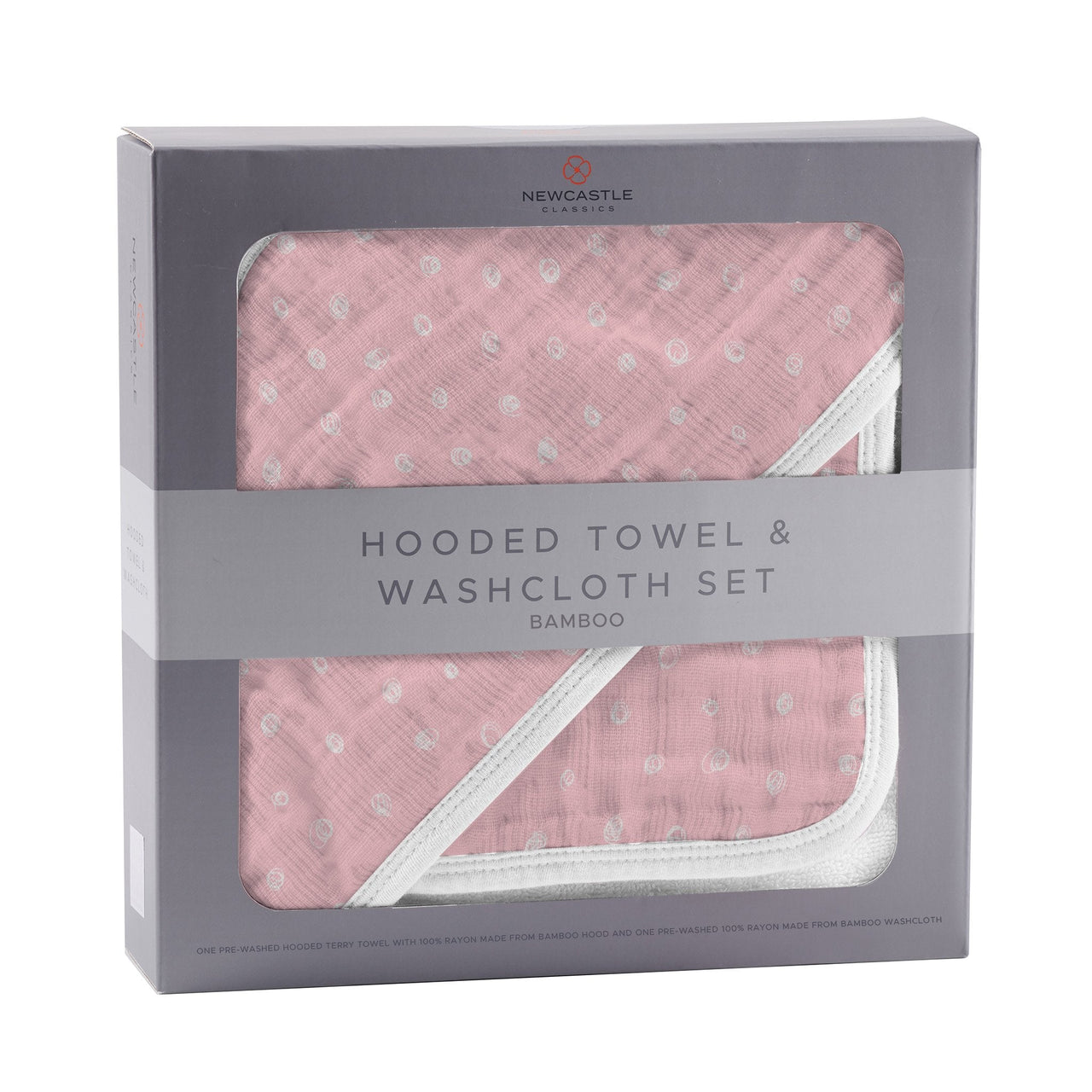 Newcastle - Pink Pearl Polka Dot Hooded Towel and Washcloth Set -