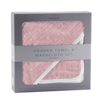 Thumbnail for Newcastle - Pink Pearl Polka Dot Hooded Towel and Washcloth Set -