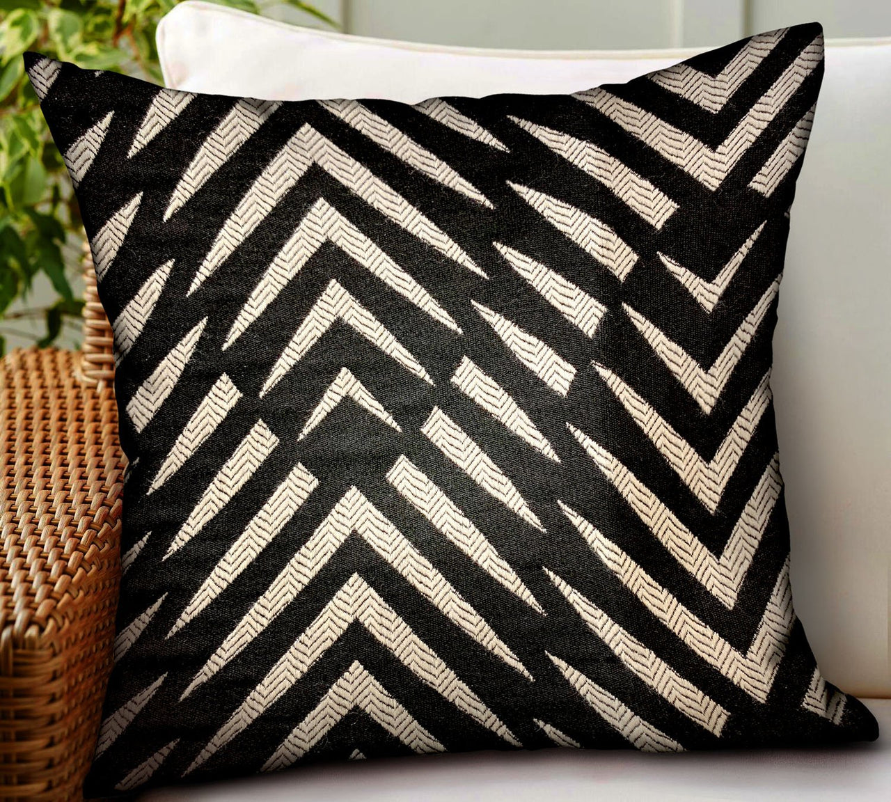 Raven Palm Black Geometric Luxury Outdoor/Indoor Throw Pillow - 6 SIZES -