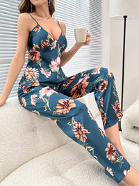 Thumbnail for Plunge Cami and Pants Lounge Set - 2 PCS. - T - 3 PATTERNS -