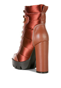 Thumbnail for London Rag - Scotch High Heel Quilted Satin Biker Boots - 5 COLORS -