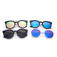 Thumbnail for Findlay | CD07 - Women's Retro Mirrored Lens Horned Rim Round Sunglasses - 5 COLORS -