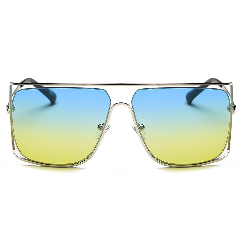 Hamel | CA01 - Women's Trendy Oversize Flat Top Metal Frame Sunglasses - 5 COLORS -