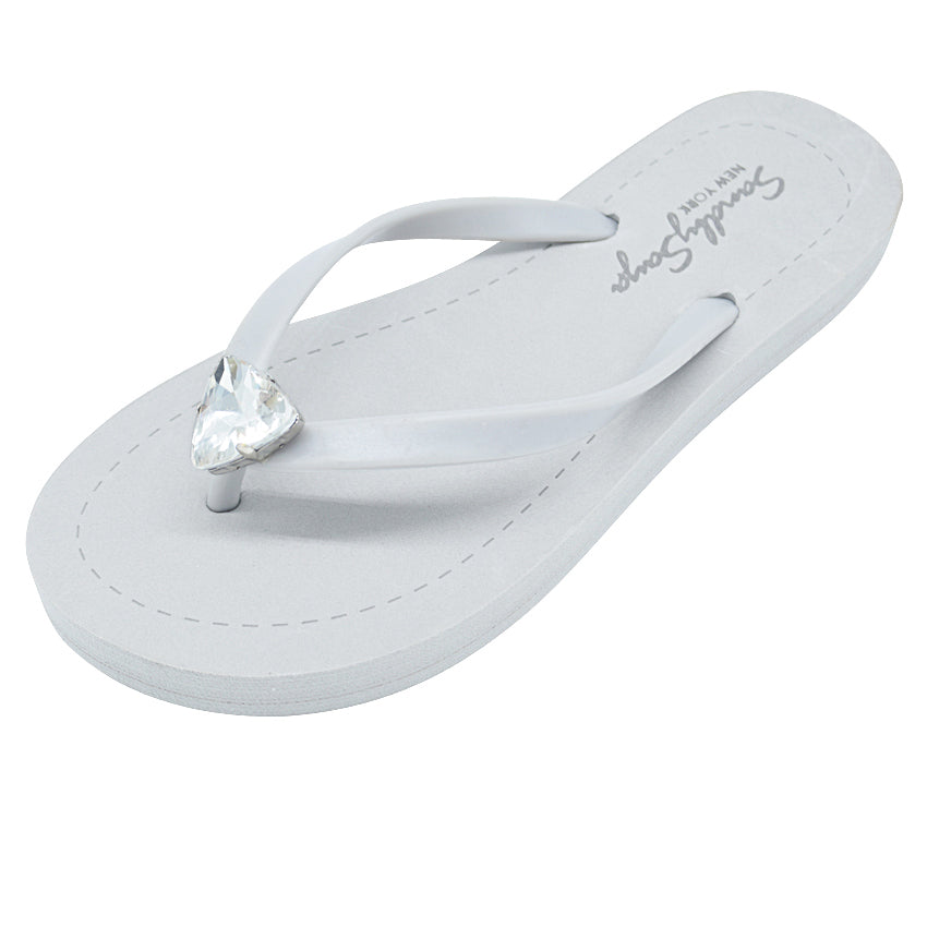 SAND BY SAYA N.Y. - Triangle Studs - Crystal Flat Flip Flops Sandal - 4 COLORS -