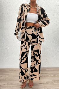 Thumbnail for Printed Button Up Shirt and Pants Set - 2 PCS. - T - 1 COLOR -