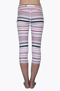 Thumbnail for Belcorva - Pink Gray & Black Stripe - Pocket Capri - 1 COLOR -