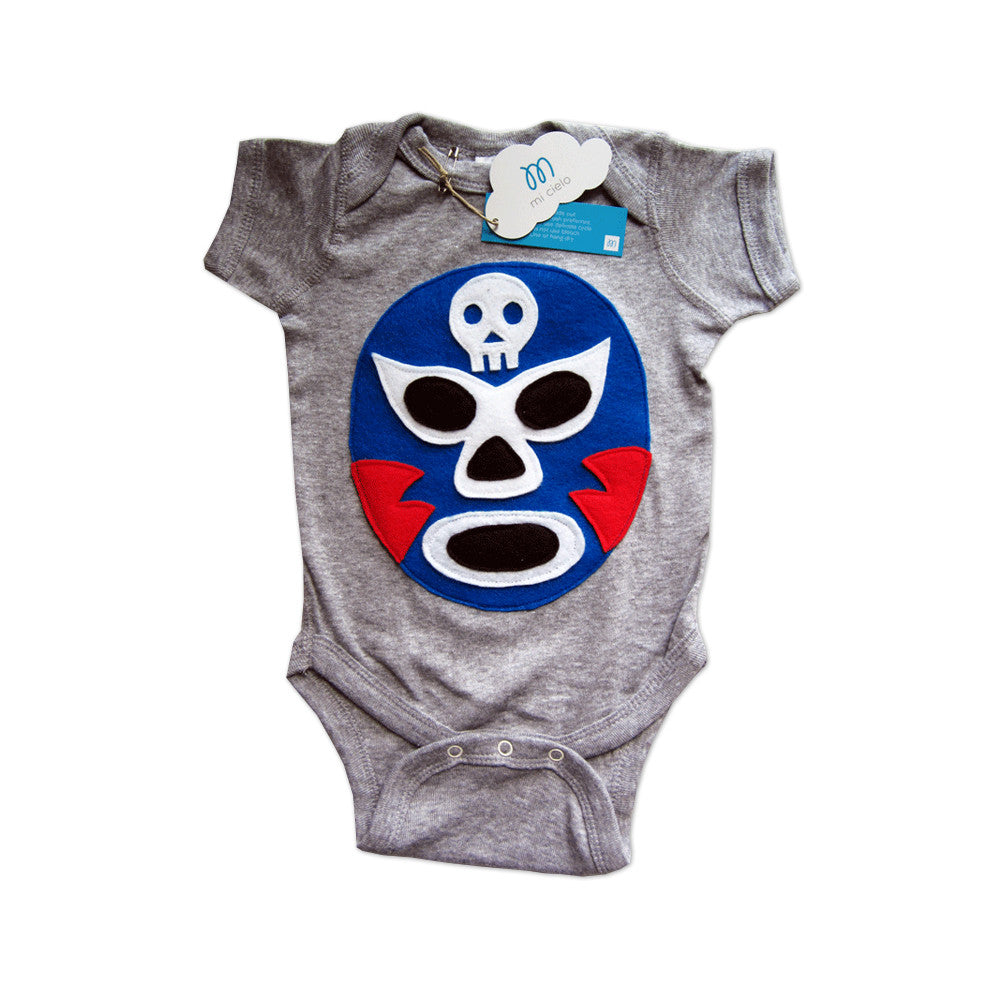 Wrestling mask Baby Onesie - Luchador Azul - Blue Mexican Wrestler -