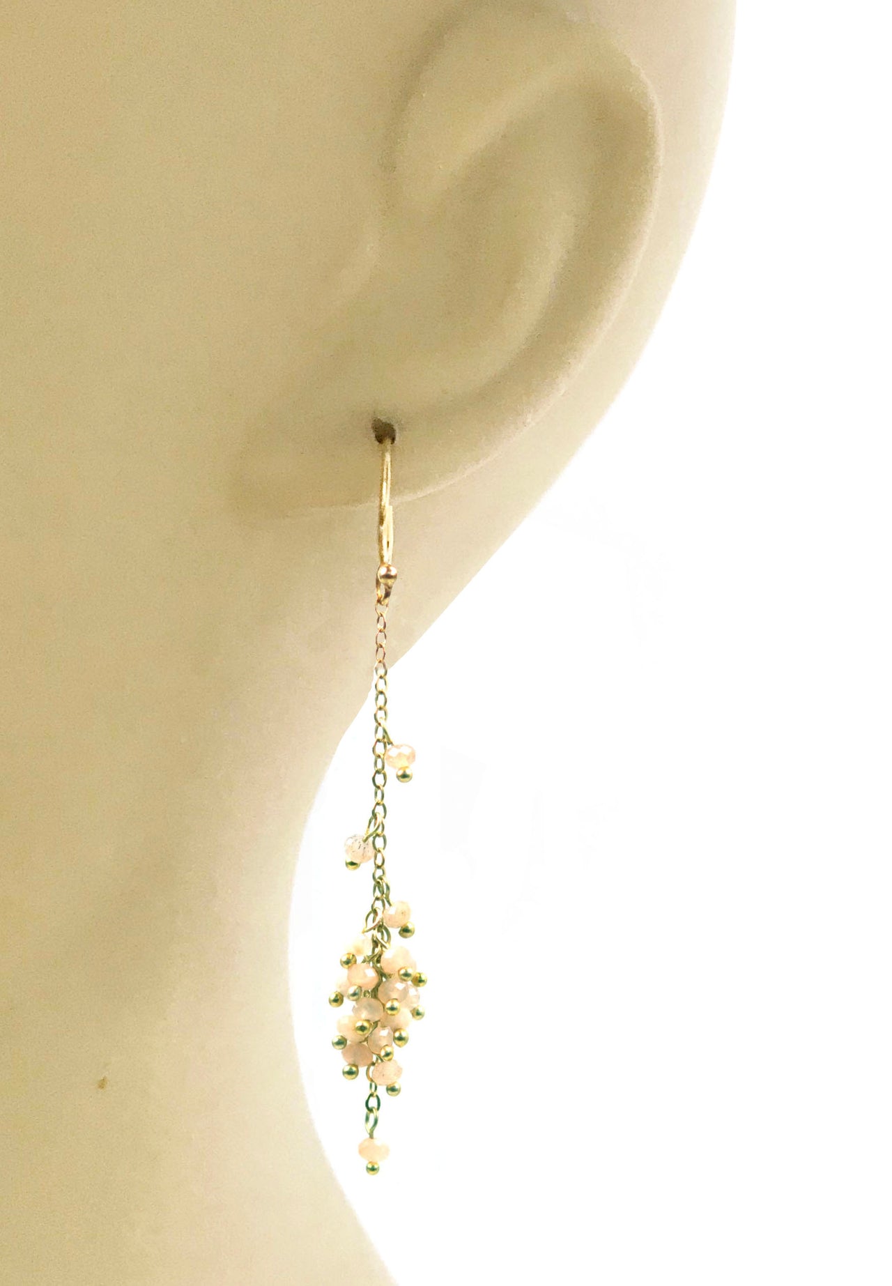 Gena Myint - Cascading Peach Moonstone Cluster Earrings -