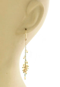 Thumbnail for Gena Myint - Cascading Peach Moonstone Cluster Earrings -