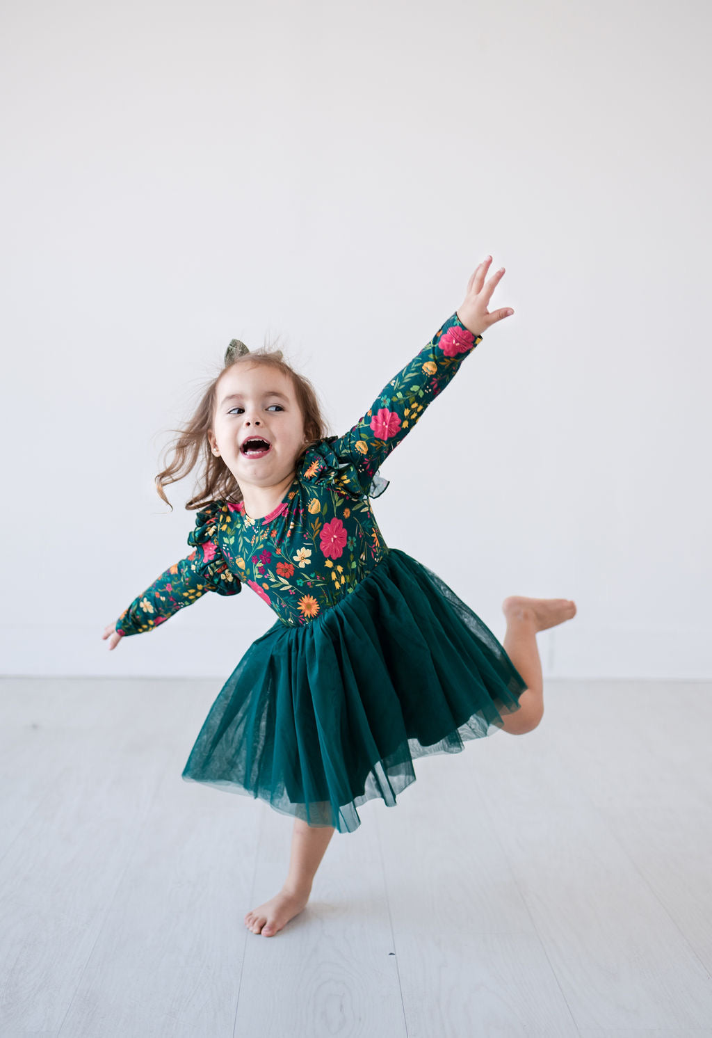 Eclipse Kids - Long Sleeve Tulle Dress - Moody Flowers - SIZES 2T THRU 11/12 -