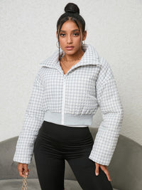 Thumbnail for Houndstooth Zip-Up Jacket - T - 1 COLOR -