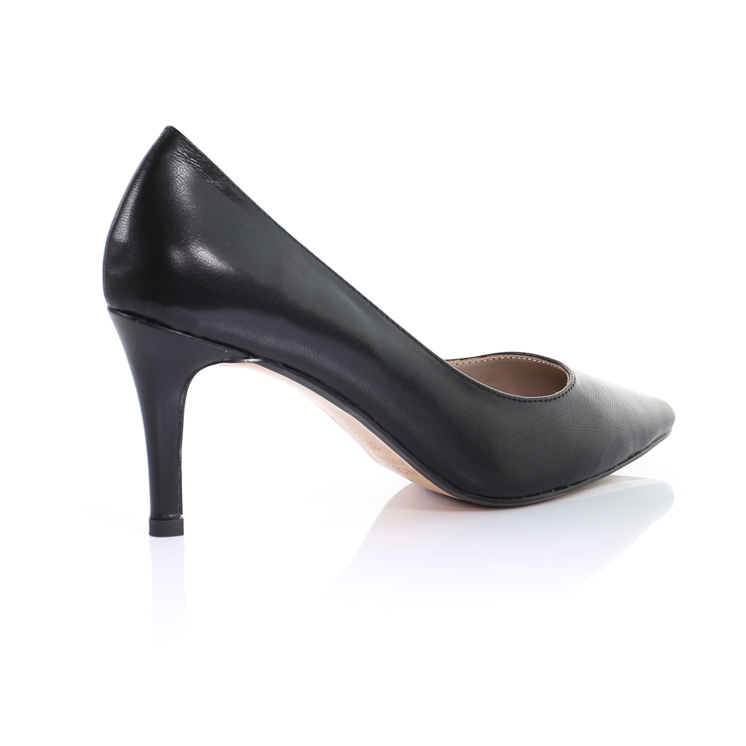 Leather 8cm Pin Heel Pointed Toe Pumps-Black