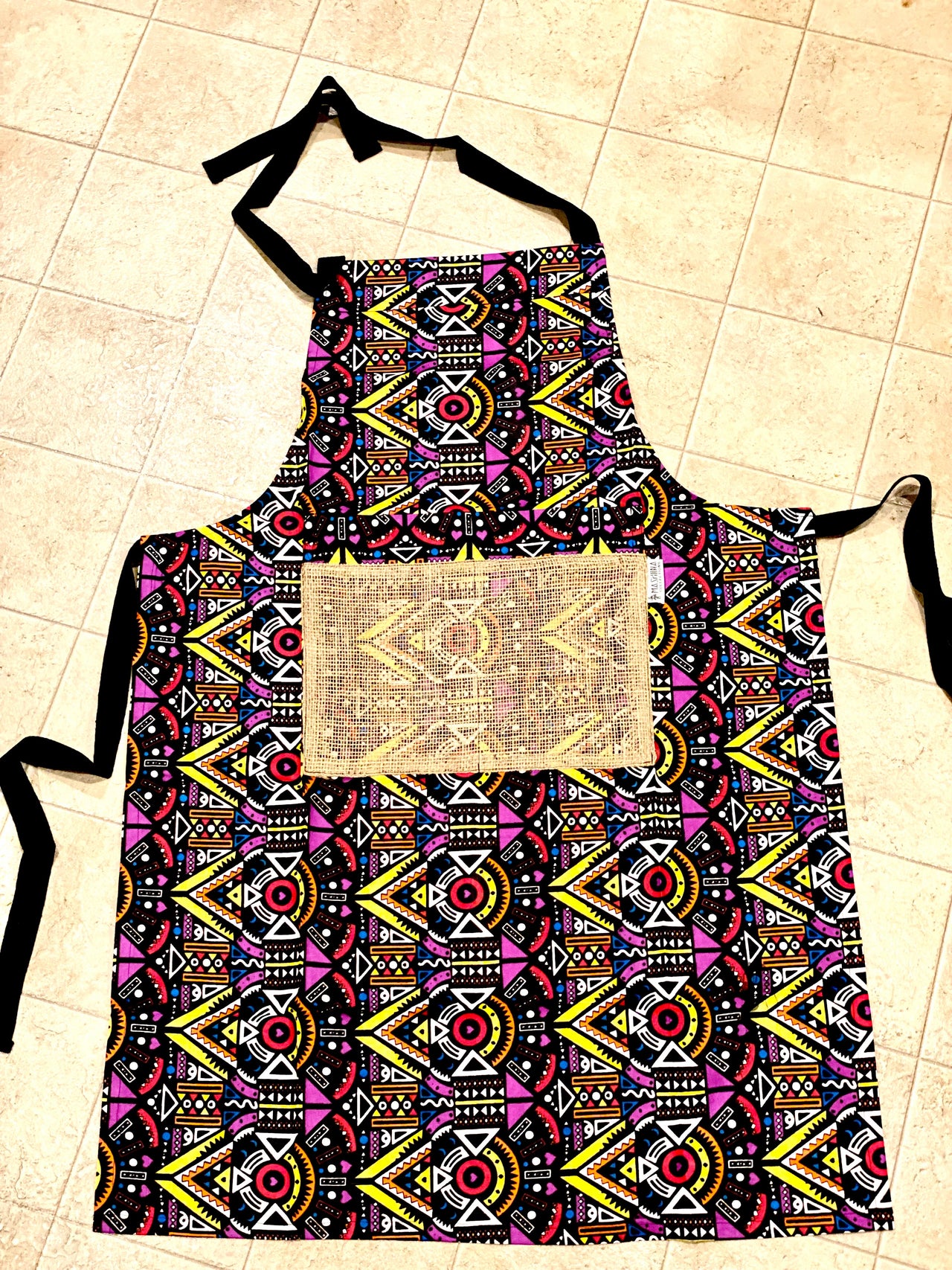 Sunsum - The Mashona Burlap Pocket Wax Print Aprons - 2 COLORS -