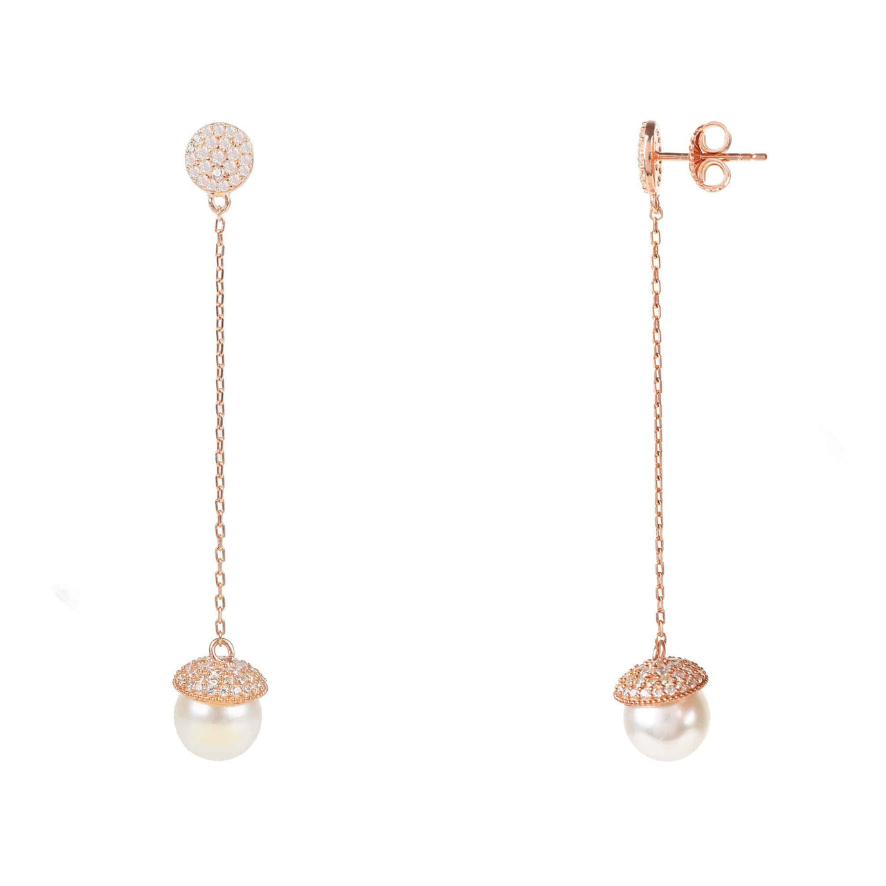 LATELITA - Pearl Long Drop Earrings Rosegold -