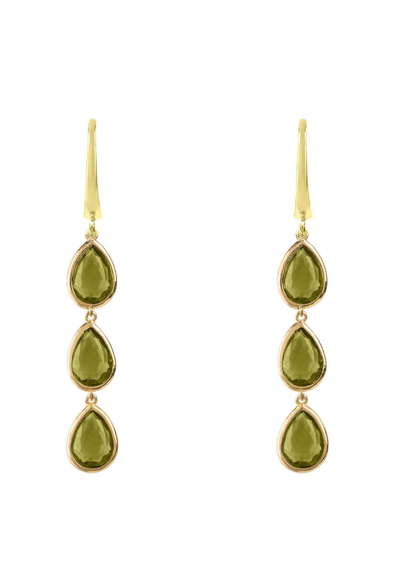 LATELITA - Sorrento Triple Drop Earrings Gold Peridot -