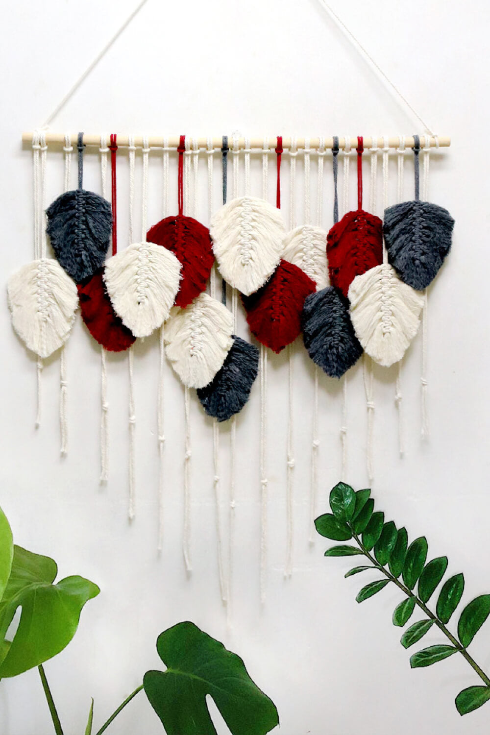 Hand-Woven Feather Macrame Wall Hanging - 31.5" X 31.5" - T - 3 COLORS -