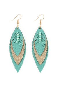 Thumbnail for Three Layer Fringe Leather Marquise Earrings - 14 COLORS -