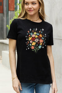 Thumbnail for Simply Love Full Size Floral Graphic Cotton Tee - T - 2 COLORS -