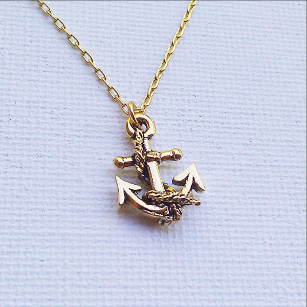 Gold Anchor Necklace -