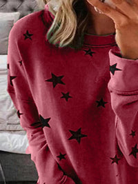 Thumbnail for Star Round Neck Dropped Shoulder Sweatshirt - T - 5 COLORS -