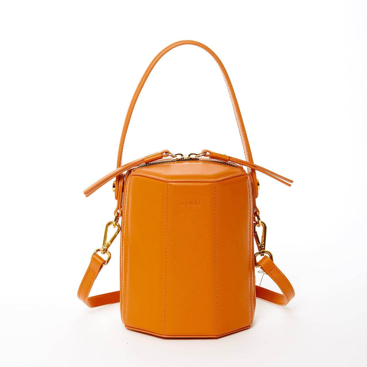 Harper Orange Leather Bucket Bag -