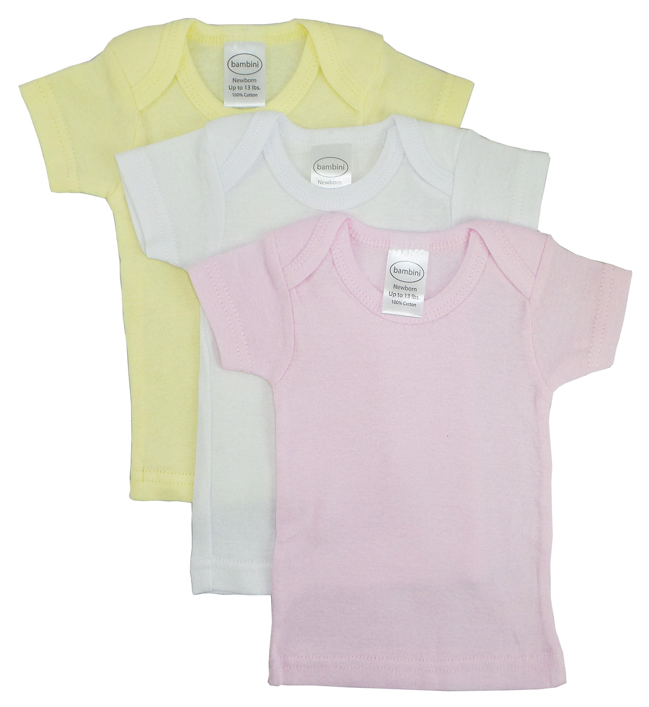 Bambini Girls Pastel Variety Short Sleeve Lap T-Shirts - 3 PACK -