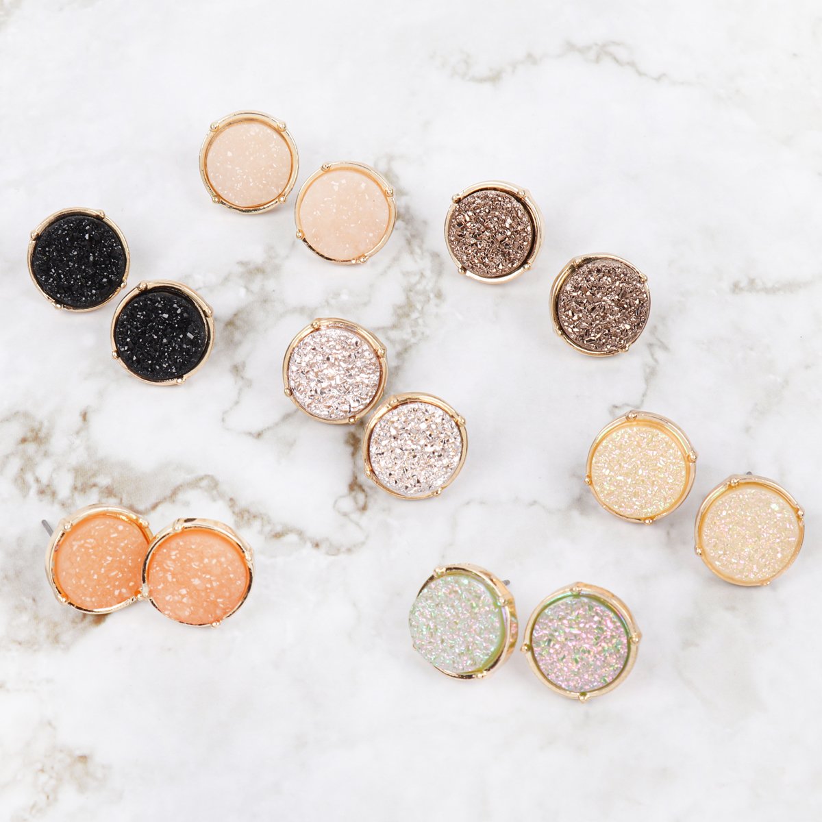 Druzy Round Post Earrings - 18 COLORS -