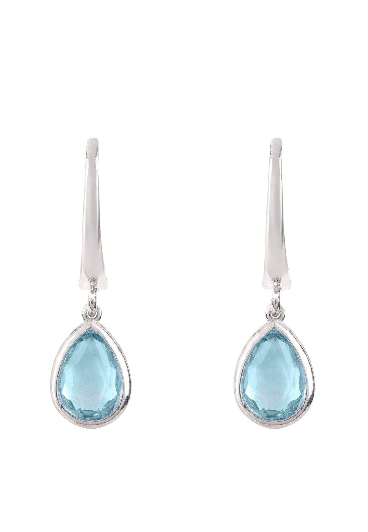 LATELITA - Pisa Mini Teardrop Earrings Silver Blue Topaz -