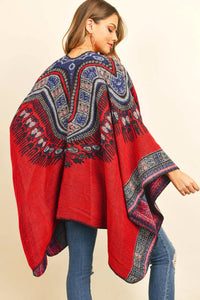 Thumbnail for Riah Fashion - Native American Pattern Open Front Kimono - 1 COLOR -