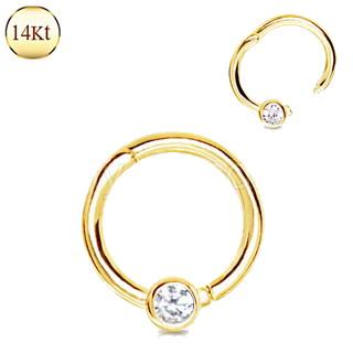 14Kt. Yellow Gold Jeweled Seamless Clicker Ring -