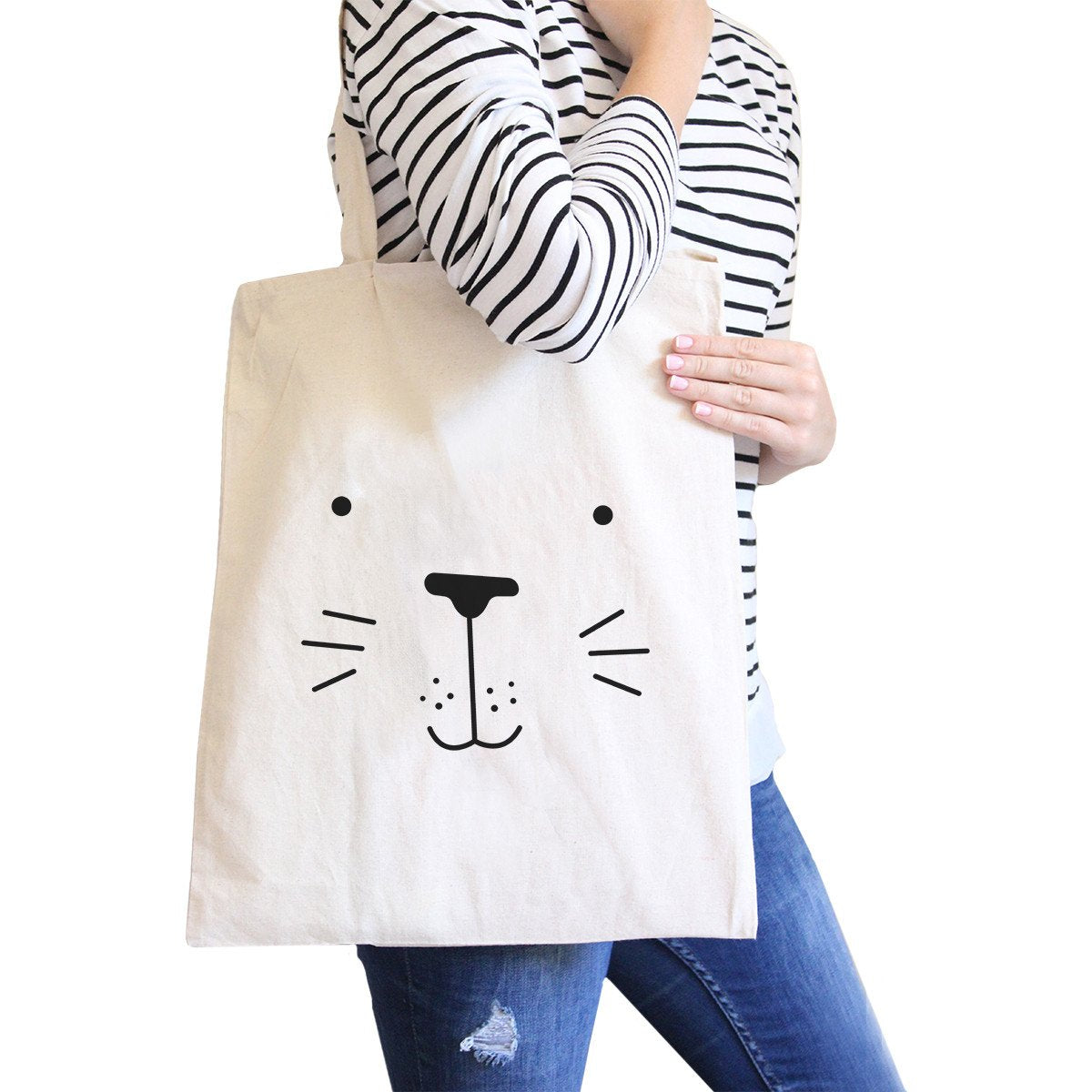 Seal Cute Face Natural Canvas Bags Cute Design Printed Bag -