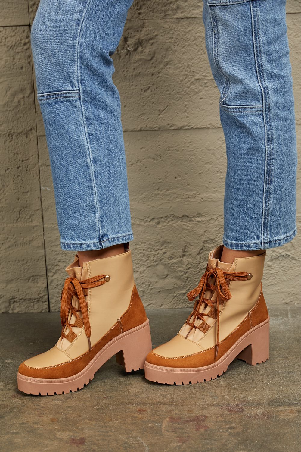 East Lion - Lace Up Lug Booties - T - 1 COLOR -