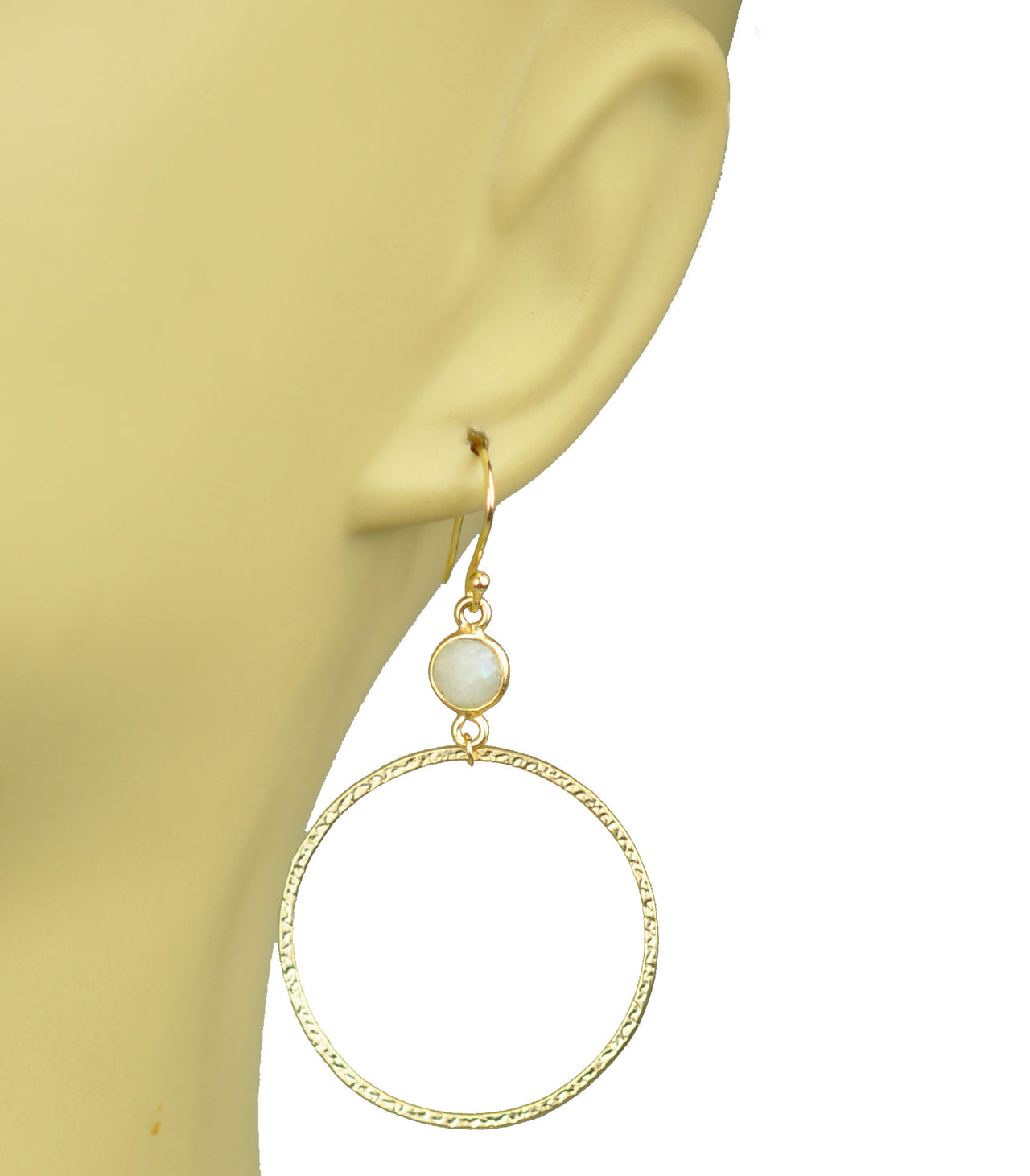 Gena Myint - Rainbow Moonstone Bezel Circle Earrings -