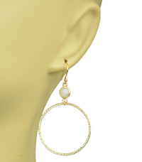 Thumbnail for Gena Myint - Rainbow Moonstone Bezel Circle Earrings -