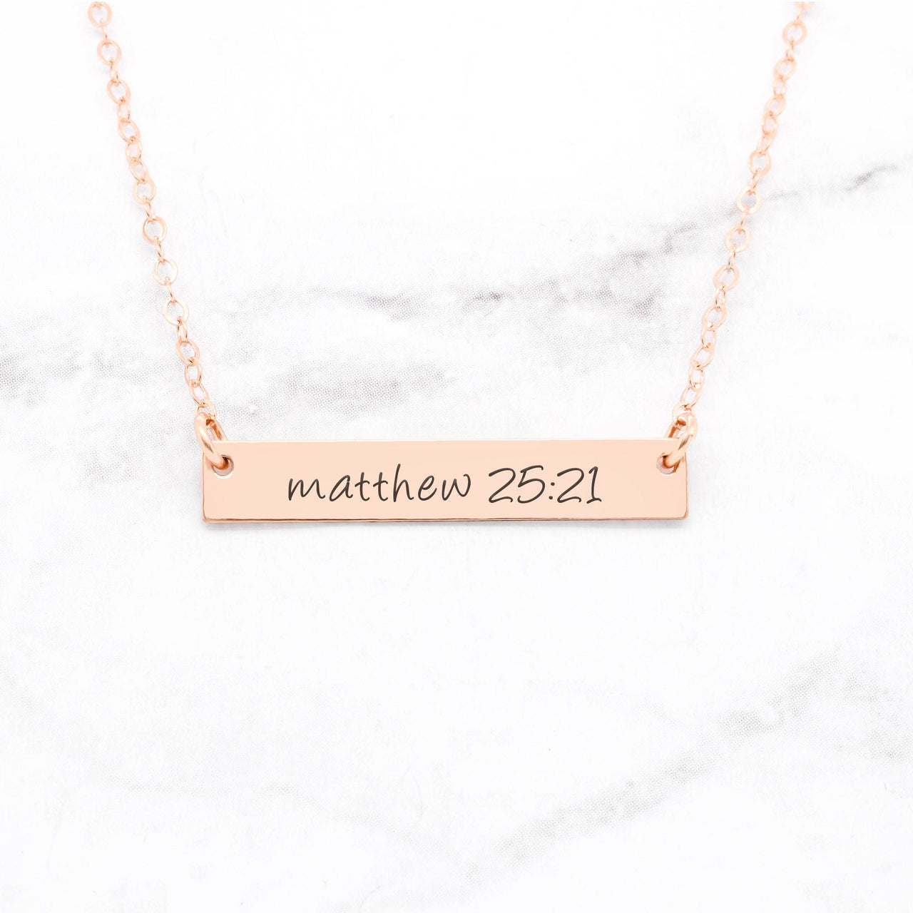 Matthew 25:21 Necklace - Gold Bar Necklace -