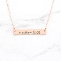 Thumbnail for Matthew 25:21 Necklace - Gold Bar Necklace -