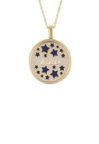 Thumbnail for Zodiac Lapis Lazuli Gemstone Star Constellation Pendant Necklace Gold Leo -