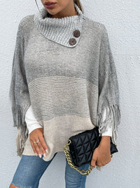 Thumbnail for Color Block Fringed Sweater - T - 1 COLOR -