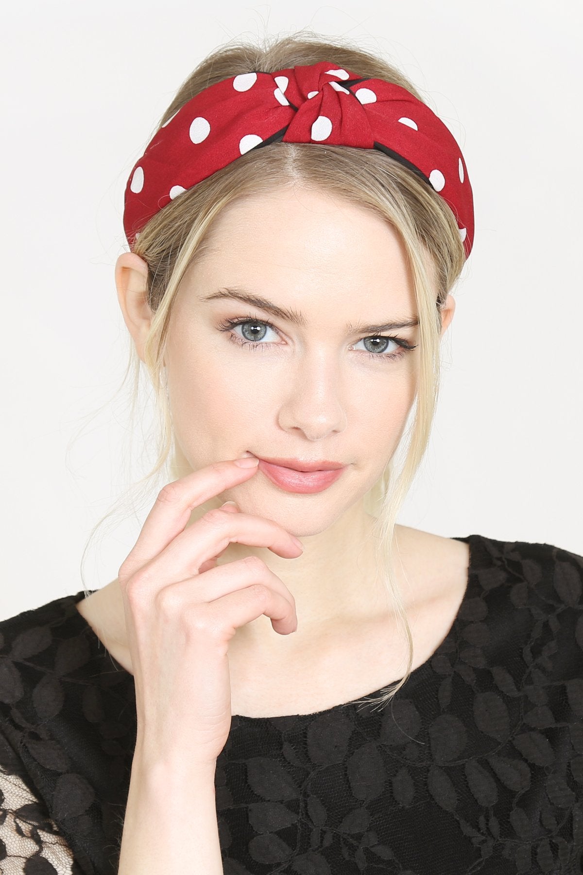 Riah Fashion - Polka Dots Tied Hair Band - 6 COLORS