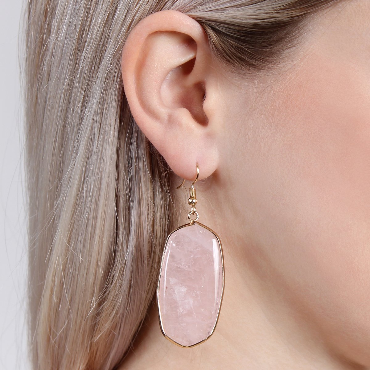 USA - Natural Oval Stone Earrings - 9 COLORS -