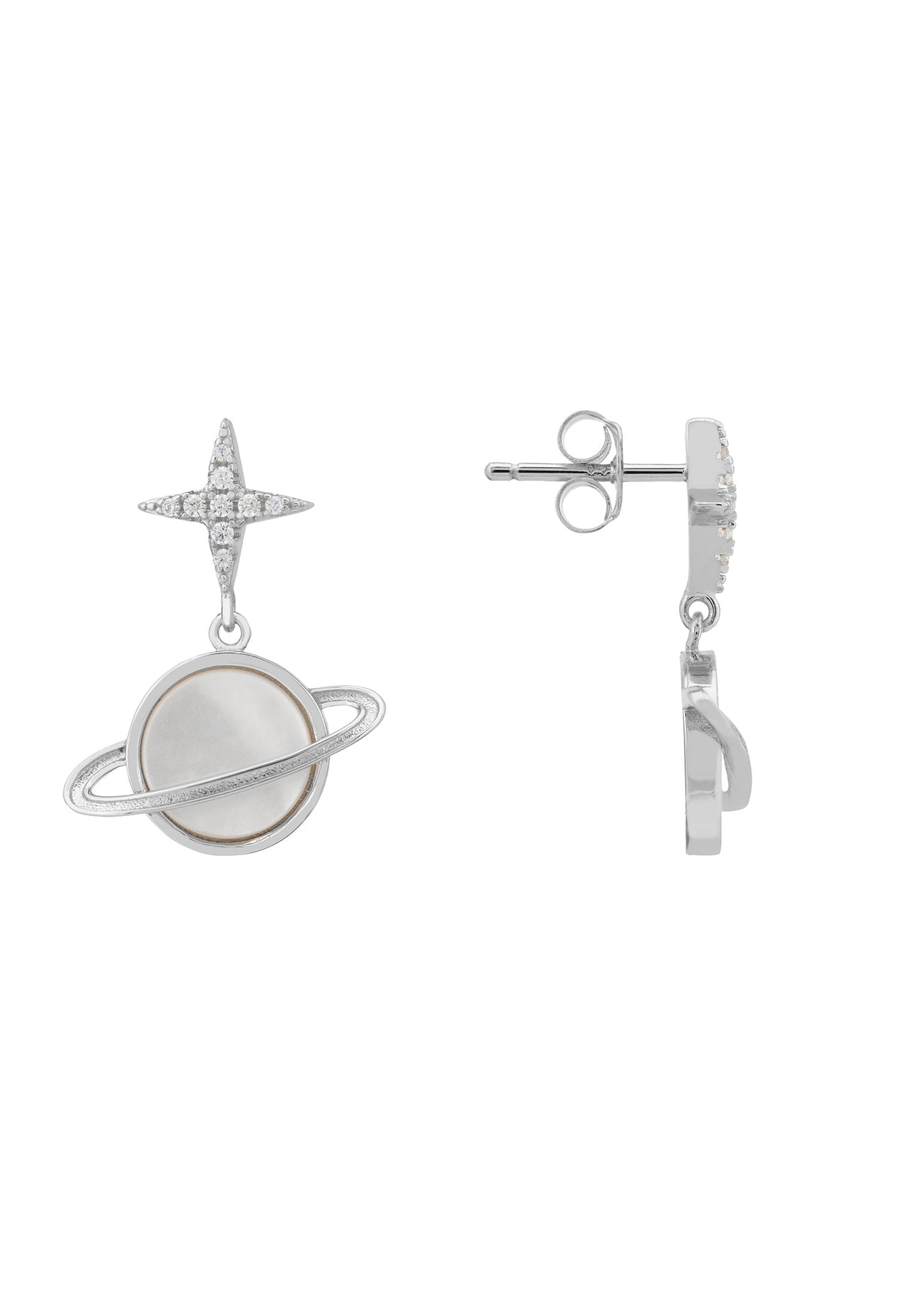 LATELITA - Galaxy Mother of Pearl Drop Earrings Silver -