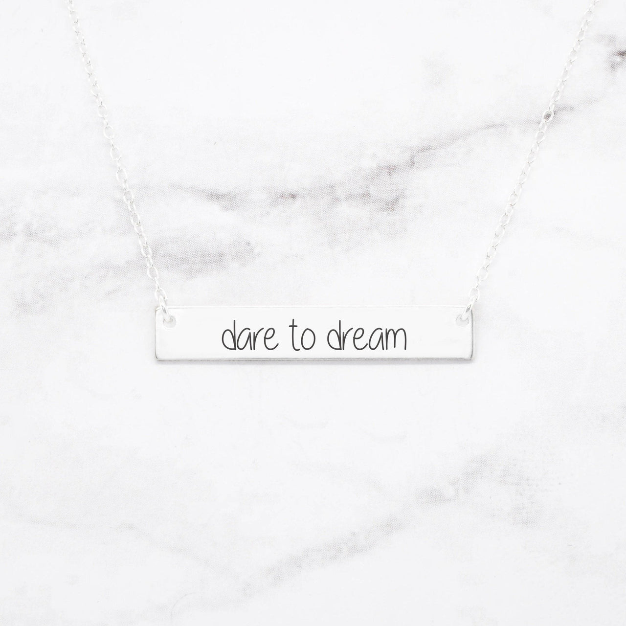 Dare to Dream - Sterling Silver Bar Necklace -