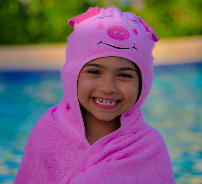 Little Ashkim - Bamboo Rayon Piggy Hooded Turkish Towel: Little Kid -