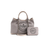 Thumbnail for GUNAS NEW YORK - RUTH - Grey Vegan Canvas Tote / comes with make-up bag & dust pouch - 1 COLOR -